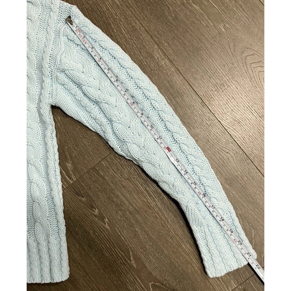 J Crew Cableknit Sweater Womens S Blue Cotton Crewneck Classic Spring - Picture 8 of 9